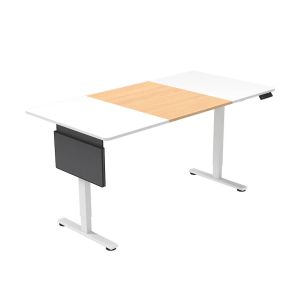 Escritorio regulable en altura elmo blanco/madera - 160 x 80 cm
