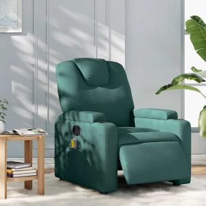 Poltrona reclinável de massagens elétrica tecido verde-escuro ewg2425