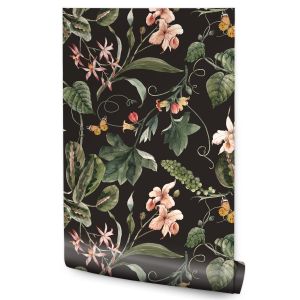 Papel de parede flores tropicais sala de estar decoração moderna