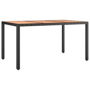 Mesa de jardim c/ tampo de madeira vime pe/acácia maciça preto