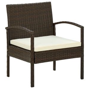 Cadeira de jardim com almofadão vime pe castanho