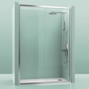 Divisória de duche fixa + deslizante montana prata transparente 145-150cm