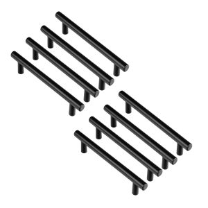 Rei | 8 puxadores modelo 891h aço inoxidável preto fosco | 128 mm de centro