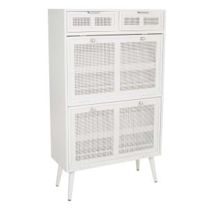 Sapateira madeira e rejilla branco 70x32x120