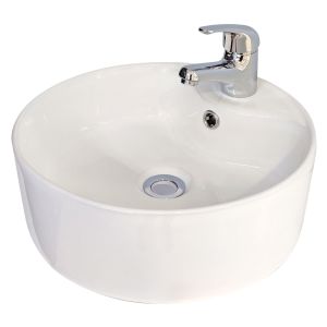 Ondee - lavatório redondo bordo direito pat- 40cm -cerâmica -com transbordo