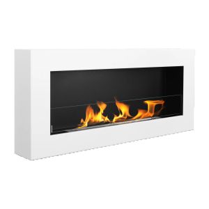 Lareira bioetanol box branca 90x40 cm com vidro