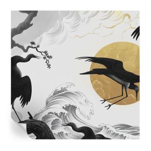 Papel de parede vinílico garças pretas 250x250 tulup