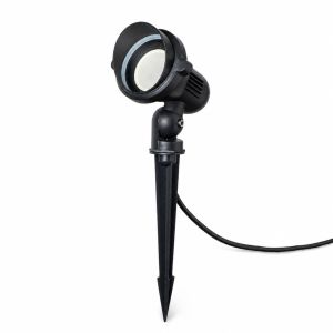 Foco de jardim exterior com estaca alumínio preto gu10 ip65 34cm orientável
