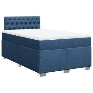vidaXL cama box spring con colchón tela azul 120x200 cm