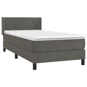 vidaXL cama box spring con colchón terciopelo gris oscuro 90x190 cm