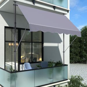 Toldo de braço articulado cinzento escuro 200x150cm ajustável sem furação