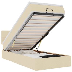 vidaXL cama otomana con colchón de tela color crema 100x200 cm