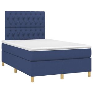 vidaXL cama box spring con colchón tela azul 120x190 cm