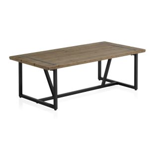 Mesa de centro de metal com tampo de madeira, 120x60x40cm