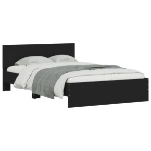 vidaXL estructura de cama con cabecero negro 135x190 cm