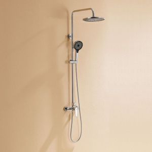 Coluna de chuveiro - cromado - 2 funções - misturador mecânico - altura aju