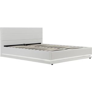 Cama LED com baú "anastasia" - 160 x 200 cm - branco