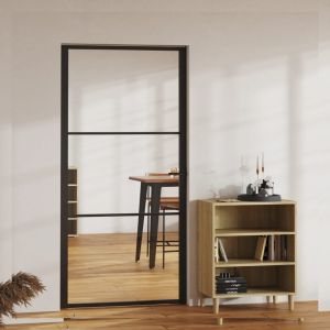 Porta de interior em vidro esg e alumínio 102,5x201,5 cm preto weg8182