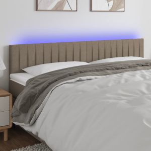 Cabeceira cama luzes LED tecido 180x5x78/88cm cinza-acastanhado ergft4198