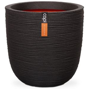 Capi vaso oval nature rib 35x34 cm preto kblr932