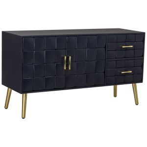 Móvel baixo de madeira preto 118x41x65h cm