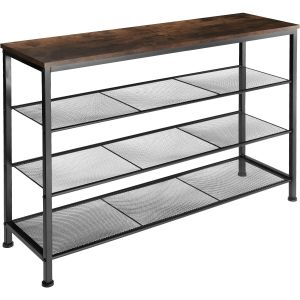 Sapateiro estilo industrial e 3 prateleiras 100x30,5x72,5 cm madeira oscura