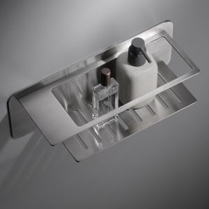 Portasapone frontal em aço inox e latão acabamento níquel escovado