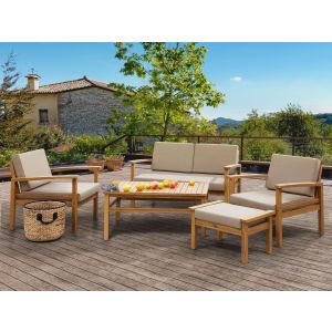 Conjunto lounge madeira de acácia castanho manila