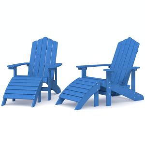 vidaXL sillas jardín adirondack 2 uds con reposapiés hdpe aguamarina