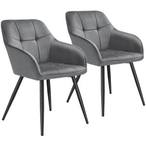 2 cadeiras de sala de jantar, terciopelo, 58 x 62 x 82 cm cinzento/preto