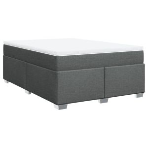 vidaXL cama box spring con colchón tela gris oscuro 160x200 cm
