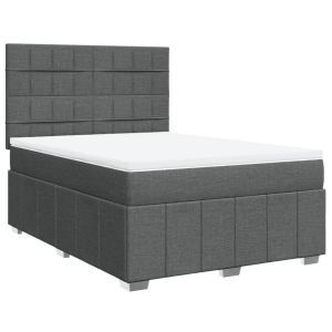 vidaXL cama box spring con colchón tela gris oscuro 140x190 cm