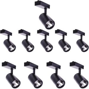 10x LED spotlight rail 40w, luz fria 6000k, 2700 lm, 220v monofásico, preto