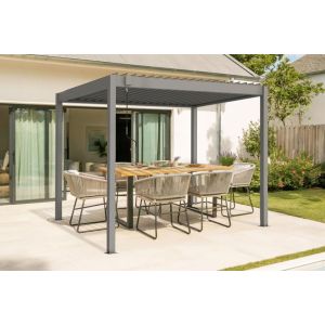 Pérgula alumínio 3x2m lâminas orientáveis, ventilação e sol, taupe piana