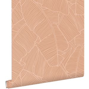 Estahome papel de parede folhas rosa terracota 50 x 900 cm