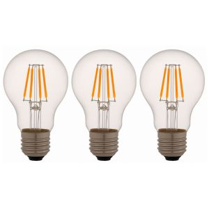 Pack x3 lâmpada LED a60 E27 filamento 6w 650lm. Luz quente 2700k