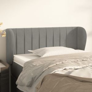 Cabeceira de cama c/ abas veludo 103x23x78/88 cm cinzento-claro ptob9308
