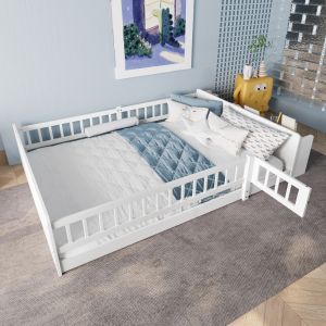 Cama infantil 140x190cm com arrumação madeira de pinho – branca