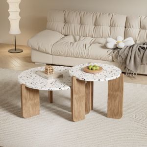 Mesa de centro conjunto natural mdf 35x70x70cm