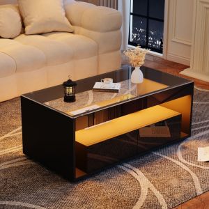 Mesa de centro com iluminação preta 40x100x50cm
