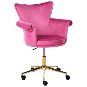 Cadeira home office velencia veludo fucsia