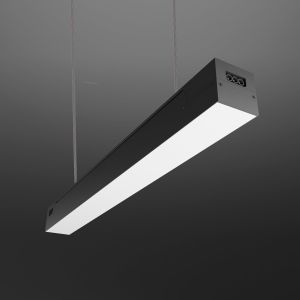 Lampada linear preto, 24w, 2440lm, pendente ou superfície, luz fria 6000k