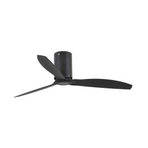 Ventilador de teto preto fosco em metal com 6 velocidades e controle remoto