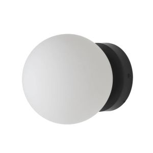 Aplique e lâmpada teto "lunar" ø150 mm cristal opal E27 negro ip44