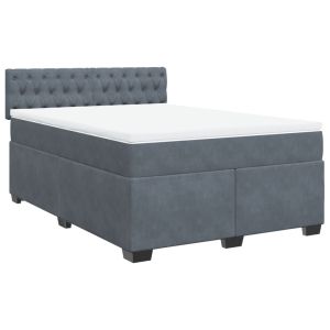 vidaXL cama box spring con colchón terciopelo gris oscuro 160x200 cm