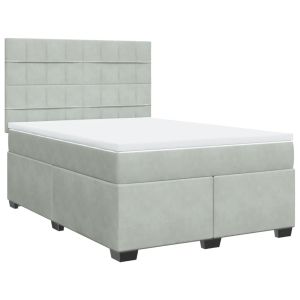 vidaXL cama box spring con colchón terciopelo gris claro 160x200 cm