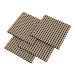 Conjunto de 4 painéis acústicos 3d vang lâminas lineares 1,44 m² nogueira