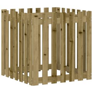 Vaso de jardim c/ design de cerca 70x70x70 cm pinho impregnado