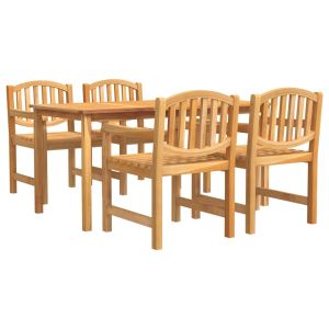 vidaXL juego de comedor para jardín 5 piezas madera maciza de teca