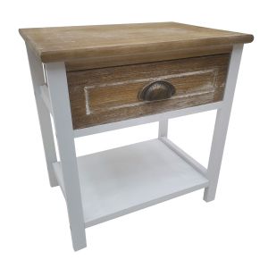 Mesa de cabeceira de madeira branca 40x29x42